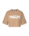 Msgm Cropped Logo-print Cotton T-shirt In Nude