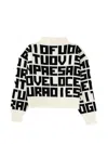 Msgm Black Virgin Wool-blend Lettered Sweater In White