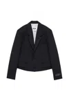 Msgm Cropped Notch-lapels Jacket In Black