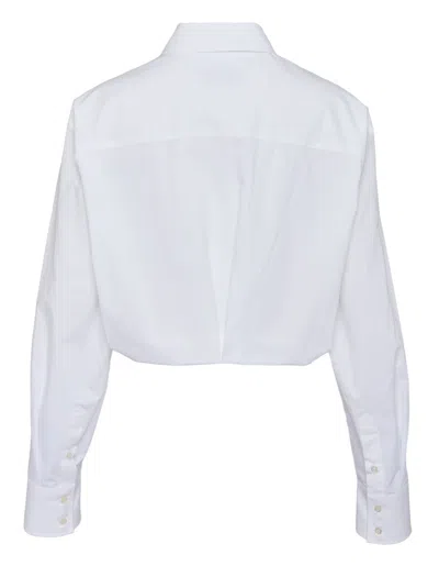 Msgm Cropped Shirt With Elastic Waist In White
