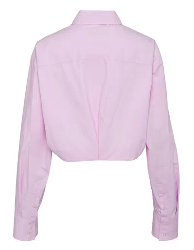 Msgm Cropped Shirt With Elastic Waist In Pink