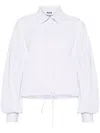 Msgm Drawstring-hem Seersucker Shirt In White
