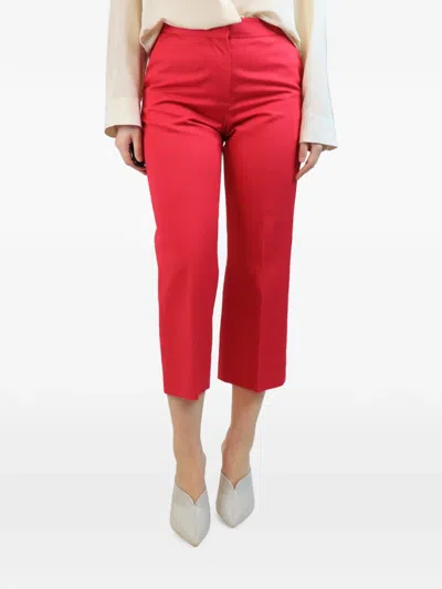 Pre-owned Msgm Cropped Straight-leg Trousers In Pink