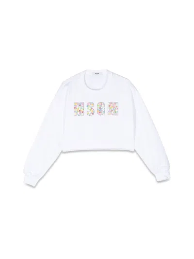 Msgm Cropped Sweatshirt In White