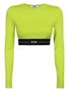 Msgm Long Sleeve Crop Top In Grün
