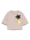 Msgm Cropped T-shirt In Neutrals