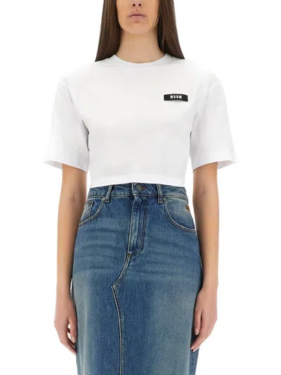 Msgm Cropped T-shirt In White