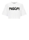 Msgm Logo-print Cropped T-shirt In White