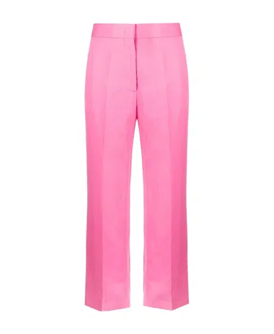 Msgm Cropped Tailored Trousers In Pink