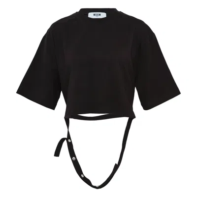 Msgm Cropped Tee In Black
