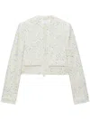 Msgm Cropped Textured Jacket With Fringe Details In Neutral