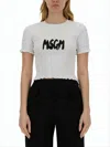 Msgm Cropped Textured Top With Ruched Fabric In White