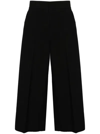 Msgm Wide-leg Cropped Trousers In Black