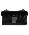 Msgm Crocodile-effect Chain Cross Body Bag In Black