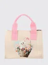 Msgm Tote Bag Rectangular Shape Top Handles Print In Multi