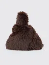 Msgm Distinctive Mini Bag With Faux Fur Texture In Brown
