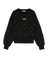 Msgm Crystal-embellished Cotton Sweatshirt In Black