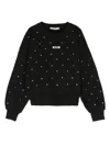 Msgm Crystal-embellished Cotton Sweatshirt In Schwarz