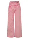 Msgm Crystal-embellished Flared Jeans In Pink