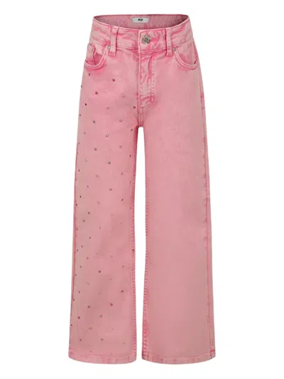 Msgm Kids' Crystal-embellished Flared Jeans In Pink