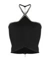 Msgm Crystal-embellished Halterneck Top In Black
