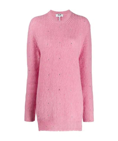MSGM MSGM EMBELLISHED DIAMOND EFFECT SWEATER