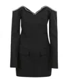 Msgm Crystal-embellished Mini Dress In Black