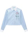 Msgm Gestreiftes Hemd Mit Kristallen In Blau