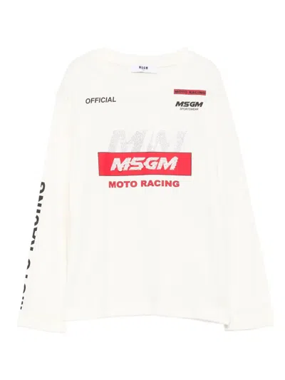Msgm Kids' Crystal-embellished Top In White