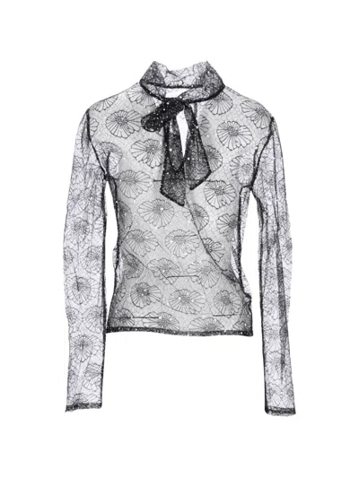 Pre-owned Msgm Crystal-embellishment Top In Black