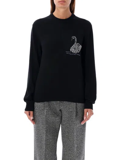 Msgm Crystal Swan Sweater In Blue