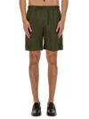 Msgm Elastic Waistband Cupro Bermuda Shorts In Green