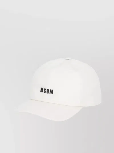 Msgm Curved Brim Embroidered Logo Rigid Visor