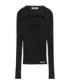 Msgm Cut-out Ribbed-knit Jumper In Black