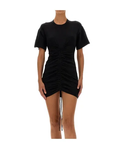 MSGM CUTOUT RUCHED T-SHIRT DRESS