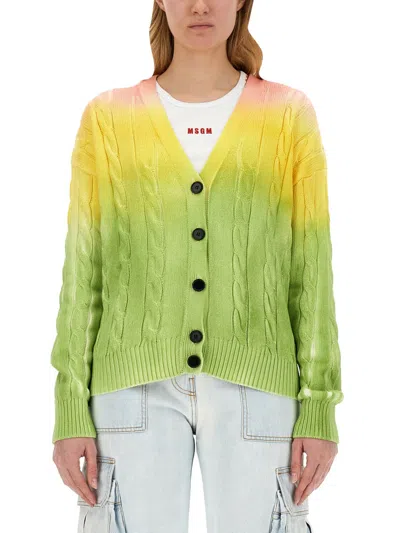Msgm Degrade Cardigan In Multi