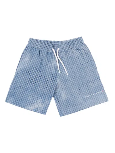 Msgm Kids'  Denim Bermuda Boy In Blue