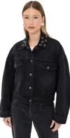 Msgm Woman Denim Outerwear Black Size 10 Cotton In Black
