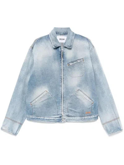 Msgm Denim Jacket In Blue