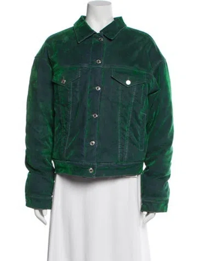 Pre-owned Msgm Denim Jacket In Green