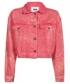 Msgm Woman Denim Outerwear Pink Size 6 Cotton In Pink