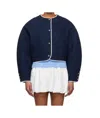 Msgm Blue Patch Pocket Denim Jacket In Black