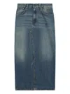Msgm Denim Midi Skirt In 蓝色
