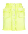 Msgm Fringe Trim Denim Skirt In Yellow