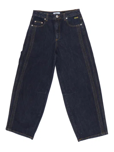 Msgm Kids' Denim Pants Girl In Blue