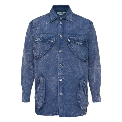 Msgm Denim Shirt In Blue