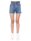 Msgm Paint-splatter Print Denim Shorts In Blue