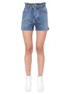 Msgm Paint-splatter Print Denim Shorts In Blue