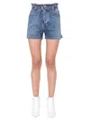 Msgm Paint-splatter Print Denim Shorts In Blue