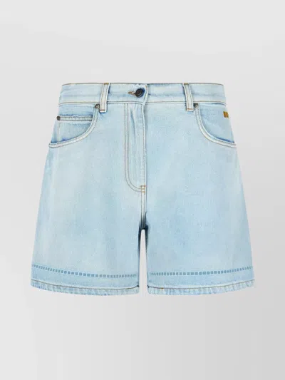 MSGM DENIM SHORTS WITH BACK POCKETS AND BELT LOOPS